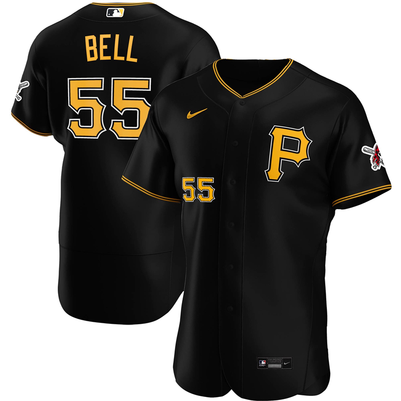 2020 MLB Men Pittsburgh Pirates 55 Josh Bell Nike Black Alternate 2020 Authentic Player Jersey 1